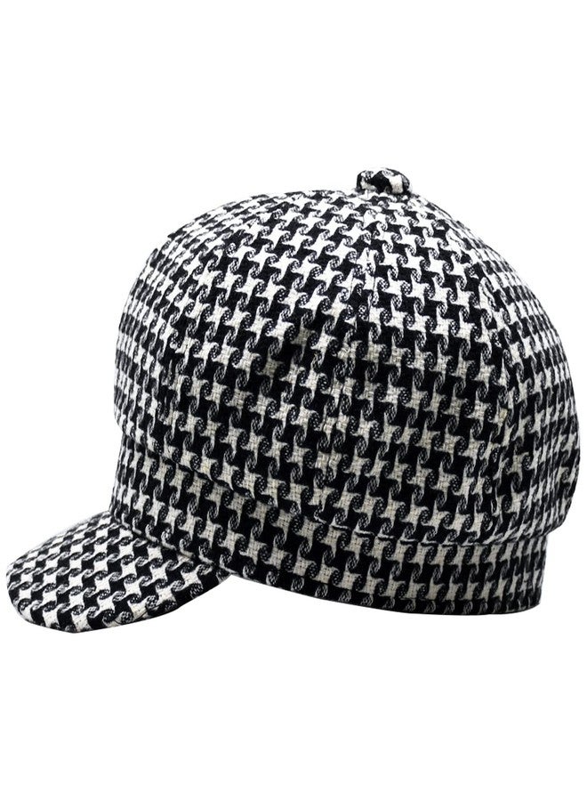 KORIXINE Women's Beret Caps French Hats Houndstooth Newsboy Hats for Women Girls Fashion Paperboy Cap Black - Image 2